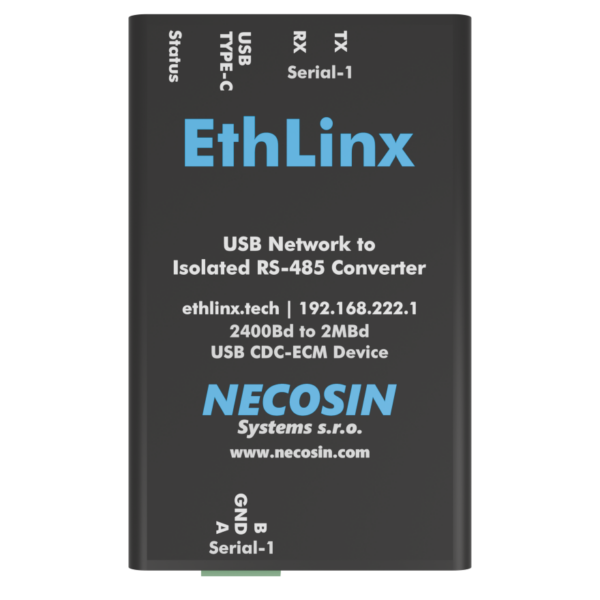 EthLinx RS-485 Top View - Isolated RS-485 USB network data converter