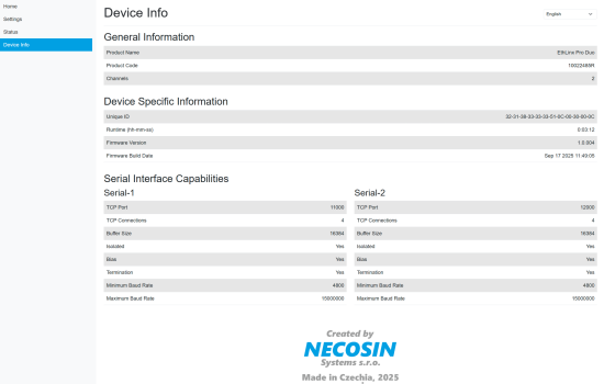EthLinx Data Converter Web UI Dashboard User Interface